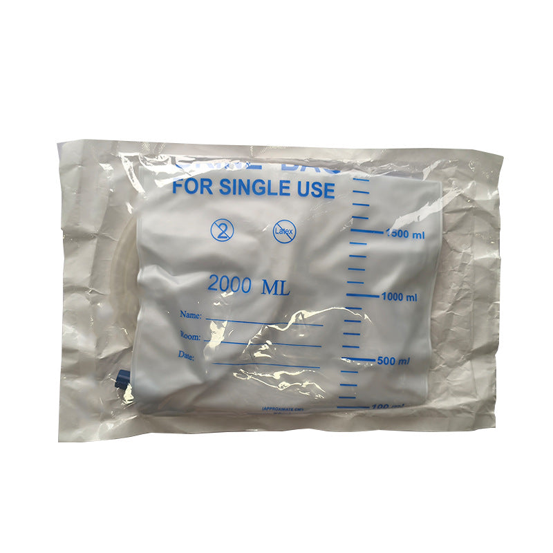 Hoomtree 5 Pack Urinary Drainage Bag with Anti-Reflux Chamber, 2000mL Urine Bags with 48 Tube Drainage, Splash-Resistant Drain Spout, Clips and Hanging Hook, Disposable Urine Bags for Men