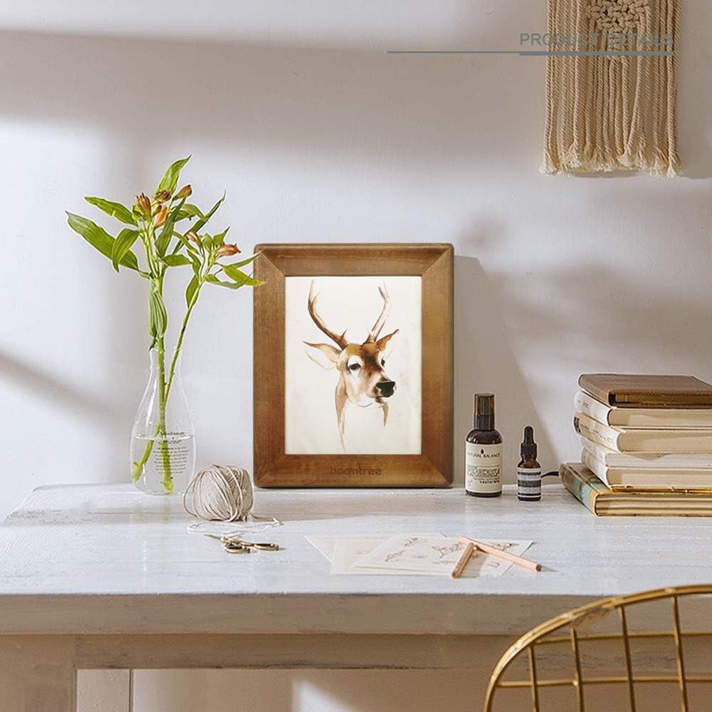 Hoomtree 8x10 Picture Frames, Brown Rustic Wood Frame with Glass Front, Display 10x8 inch Photos for Table Top Display and Wall Mounting