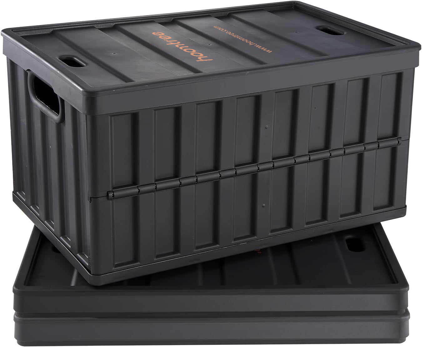 Hoomtree 65L Collapsible Storage Bins with Lids 3 Packs, Stackable Utility Crates with Handles, Large Folding Containers for Organizing Tools, Books, Food, Drinks, Camping & Transport
