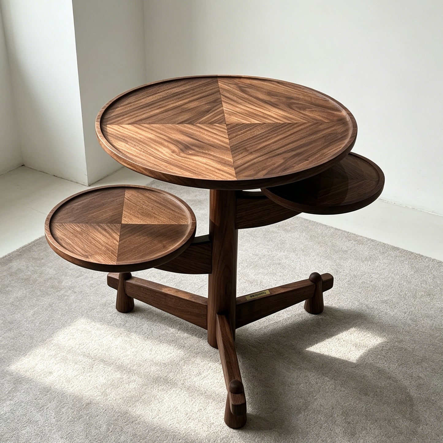 Hoomtree Natural artistic solid wood coffee table and side table design with North American black walnut stump-shaped furniture, creative home decor for living rooms