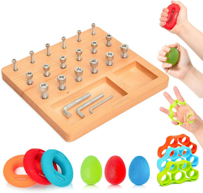 Hoomtree Wooden Pegboard for Finger Dexterity, Finger Strength Trainer for Hand Grip Strengthener Targeted Strength, Relief & Recovery for Men, Women, and Seniors