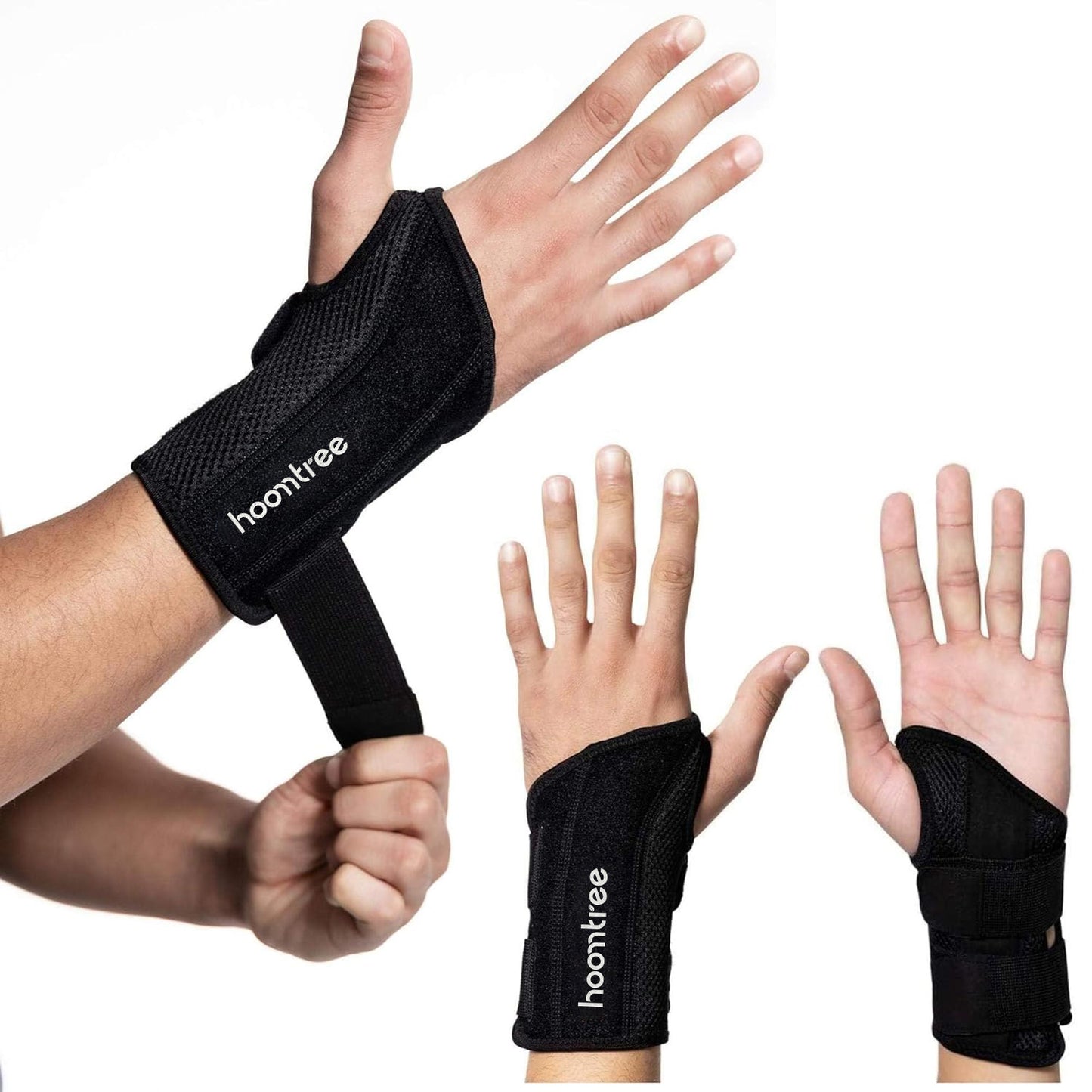 HOOMTREE Advanced Wrist Brace - Copper Infused Adjustable Orthopedic Support Splint for Pain, Carpal Tunnel, Arthritis, Tennis Elbow, Tendinitis, RSI, Ganglion Cyst for Men Women Right S/M