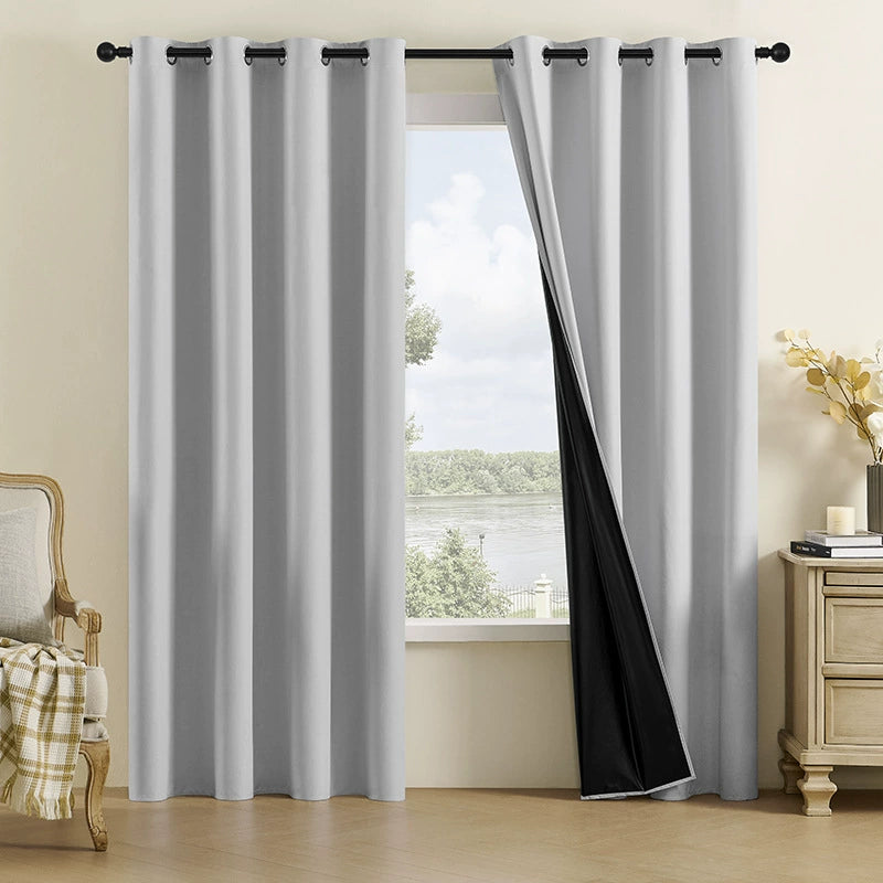 Hoomtree 100% Blackout Curtains for Bedroom, Solid Color Thermal Insulated Window Curtains with Full Black Liner, Noise Reducing Light Blocking Drapes for Home Hotel Living Room