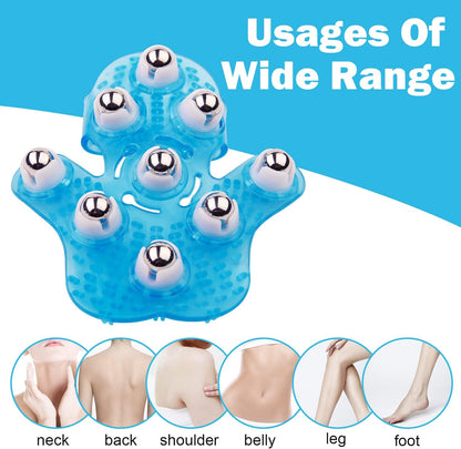 Hoomtree Hand Massager Gloves with 9 360-Degree Kneading Rollers - Palm Massager, Hand Roller & Thumb Saver Tool for Hand Massage, Muscle Pain Relief - Manual Deep Tissue Relaxation, Blue