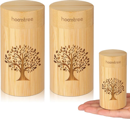 HOOMTREE Small Urns for Human Ashes Keepsake with Tree of Life Pattern, Bamboo Scattering Tubes for Human or Pet Ashes, Hold Up to 7.5 Cubic Inches, Set of 2