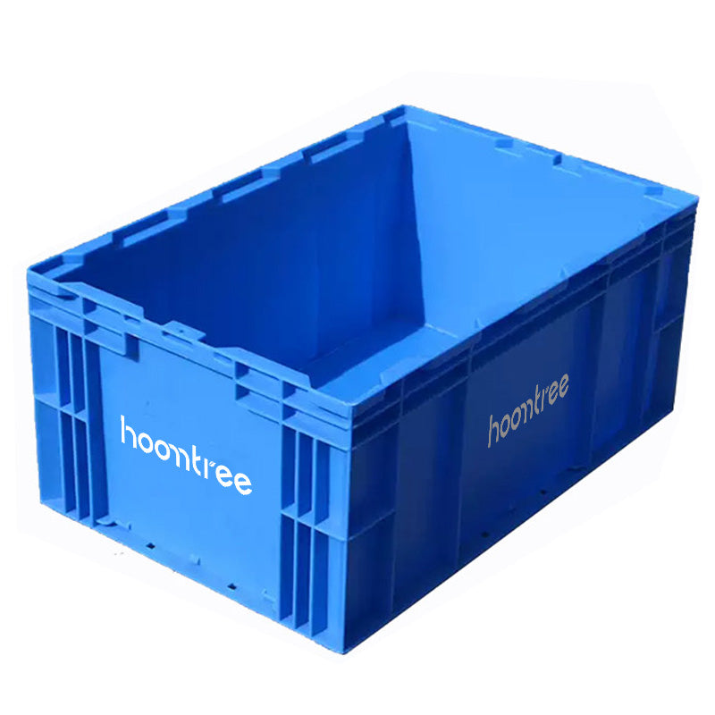 Hoomtree 65L Collapsible Plastic Storage Crate, Heavy Duty Foldable Stackable Warehouse Logistics Tote Bin, Large Rectangular Folding Shipping Organizer Container for Factory Garage Supermarket