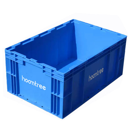 Hoomtree 65L Collapsible Plastic Storage Crate, Heavy Duty Foldable Stackable Warehouse Logistics Tote Bin, Large Rectangular Folding Shipping Organizer Container for Factory Garage Supermarket