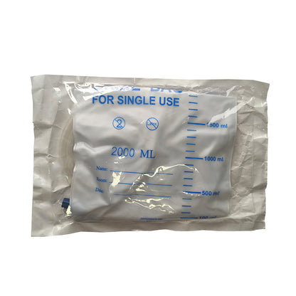 Hoomtree 5 Pack Urinary Drainage Bag with Anti-Reflux Chamber, 2000mL Urine Bags with 48 Tube Drainage, Splash-Resistant Drain Spout, Clips and Hanging Hook, Disposable Urine Bags for Men