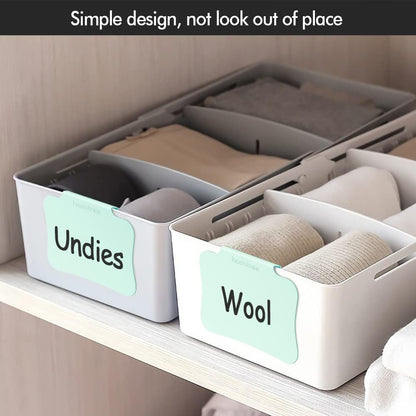 HOOMTREE 20PCS Basket Clip On Labels, Removable Plastic Bin Tags for Storage Bins, Pantry Organization and Hanging Labels for Cube Box, in Green