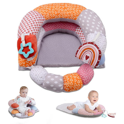 Hoomtree Baby Floor Seat, Adjustable Soft Anti-Fall Infant Lounger with 5-Point Safety Harness and Removable Tray, Light Gray