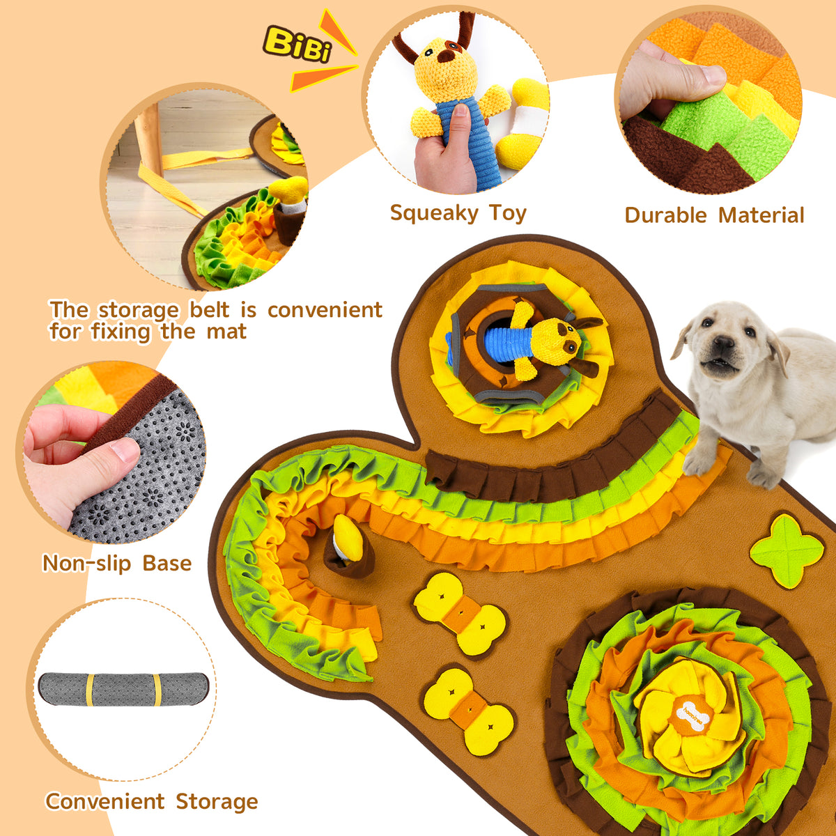 Snuffle Mat for Large Dogs, Sniff Mat for Dogs Pet Nosework Feeding Mat Interactive Feed Game